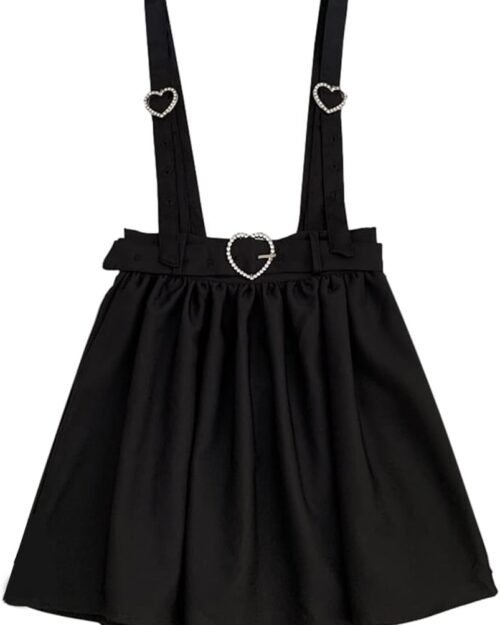 Women's Gothic Lolita Heart Button Adjustable Suspender Skirt