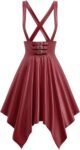 Women's Gothic PU Panel Crisscross Suspender Asymmetric Skirt