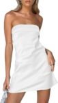 Women's Satin Silk Backless Strapless Mini Club Dress