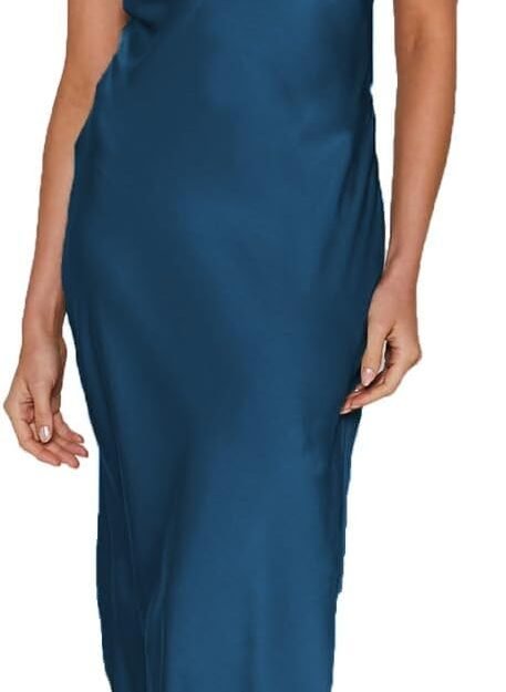 Women's Satin Flutter Sleeve Sweetheart Midi Cocktail Dress