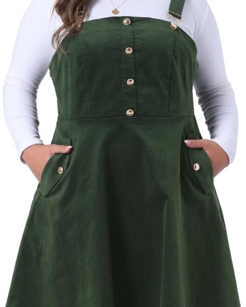 Plus Size Women's Corduroy Adjustable Strap Suspender Skirt