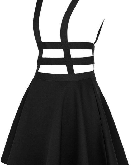 Women's A-Line Solid Suspender Mini Skirt