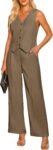 Women's Sleeveless Blazer Vest with High Rise Wide Leg Pants Set