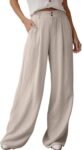 Women's Casual Loose Linen Wide Leg Pants with Pockets