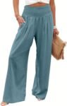 Women's High Waist Linen Wide Leg Boho Palazzo Pants