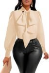 Women's Elegant Bow Tie Neck Long Sleeve Blouse
