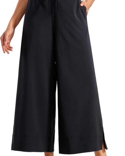 Women's Lightweight High Waisted Cropped Wide Leg Sweatpants