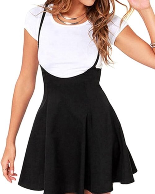 Women's High Waist Flare Skater Suspender Short Skirt