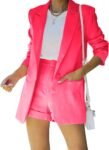 Women's Long Sleeve Blazer and Short Pants Suit Set