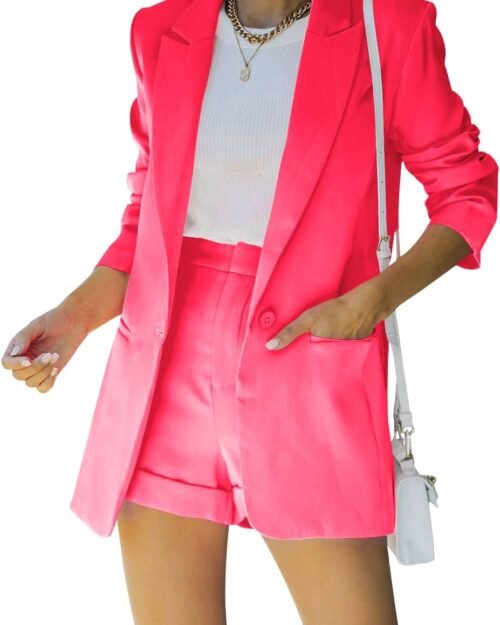 Women's Long Sleeve Blazer and Short Pants Suit Set