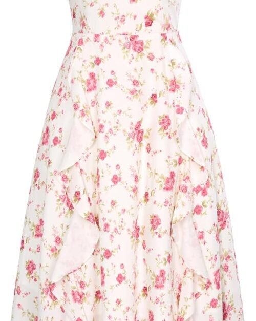 Women's Boho Spaghetti Strap Ruffle Midi Sun Dress