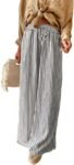 Women's Striped Drawstring Elastic Waist Wide Leg Pants