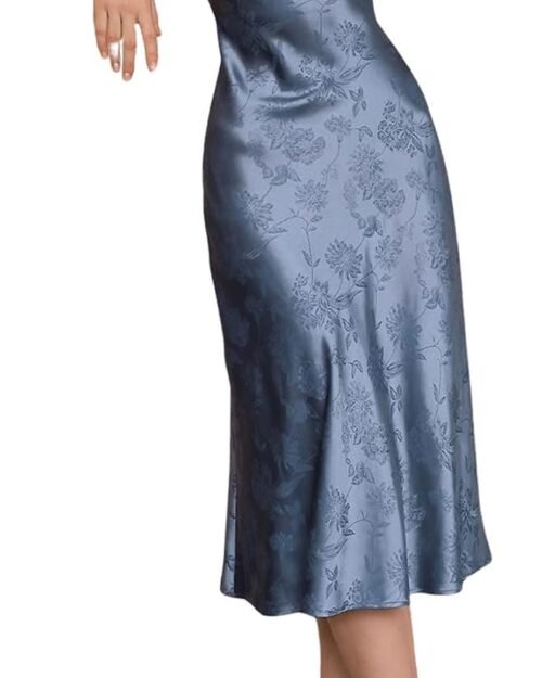 Women's Spaghetti Strap Cowl Neck Long Slip Satin Dress