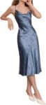 Women's Spaghetti Strap Cowl Neck Long Slip Satin Dress