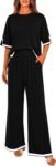 Women's Crewneck Short Sleeve Wide Leg Lounge Set