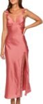 Women's Summer Satin Lace Backless Spaghetti Strap Maxi Dress