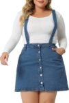 Plus Size Women's Cross Back Adjustable Strap Denim Suspender Skirt