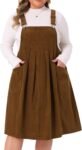 Plus Size Women's Corduroy Pleated Adjustable Strap Suspender Skirt