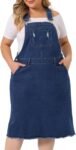 Plus Size Women's Distressed Racerback Denim Suspender Skirt