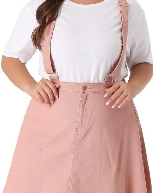 Plus Size Women's Adjustable Strap Mini Denim Suspender Skirt
