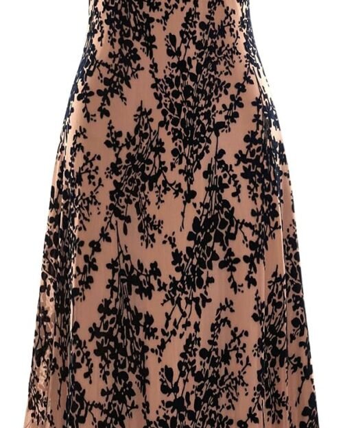 Women's Sleeveless Spaghetti Strap Cowl Neck Floral Midi Dress