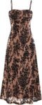 Women's Sleeveless Spaghetti Strap Cowl Neck Floral Midi Dress