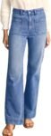 Women's High Waisted Stretchy Wide Leg Jeans with Pocket