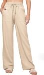 Women's Casual Linen Wide Leg Palazzo Pants with Pockets